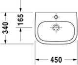 DU Handwaschbecken D-Code 450 mm mit ÜL, mit HLB, 1 HL, weiß