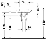 DU Handwaschbecken D-Code 450 mm mit ÜL, mit HLB, 1 HL, weiß
