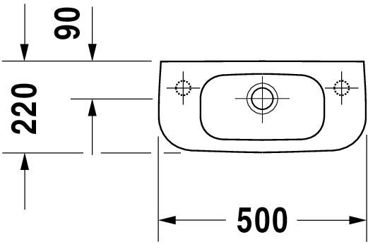 Duravit D-Code Handwaschbecken, weiß, Rechteckig, 1 Waschplatz, mit Überlauf, 500 mm, hängend