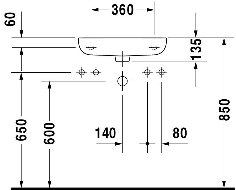 Duravit D-Code Handwaschbecken, weiß, Rechteckig, 1 Waschplatz, mit Überlauf, 500 mm, hängend
