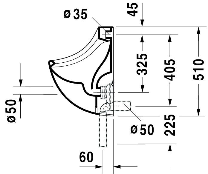 DU Design Classics Urinal Bill, Zul.v.h. absaugend, o.Deckel, o.Fliege, weiß
