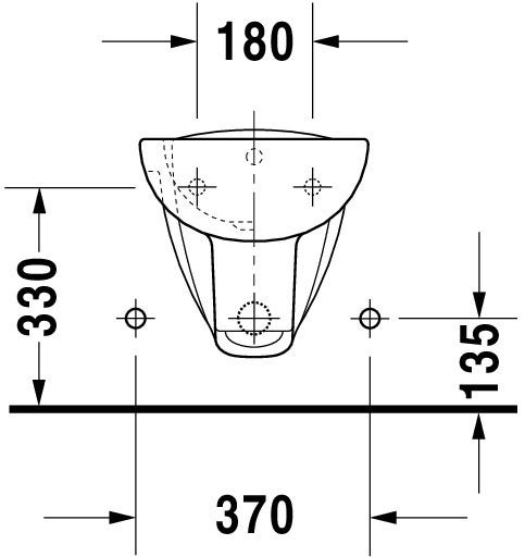 DU Wand-Bidet D-Code 545 mm mit ÜL, mit HLB, 1 HL, weiß