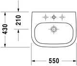 Duravit D-Code Waschtisch, weiß, Keramik, hängend, 1 Waschplatz, mit Überlauf