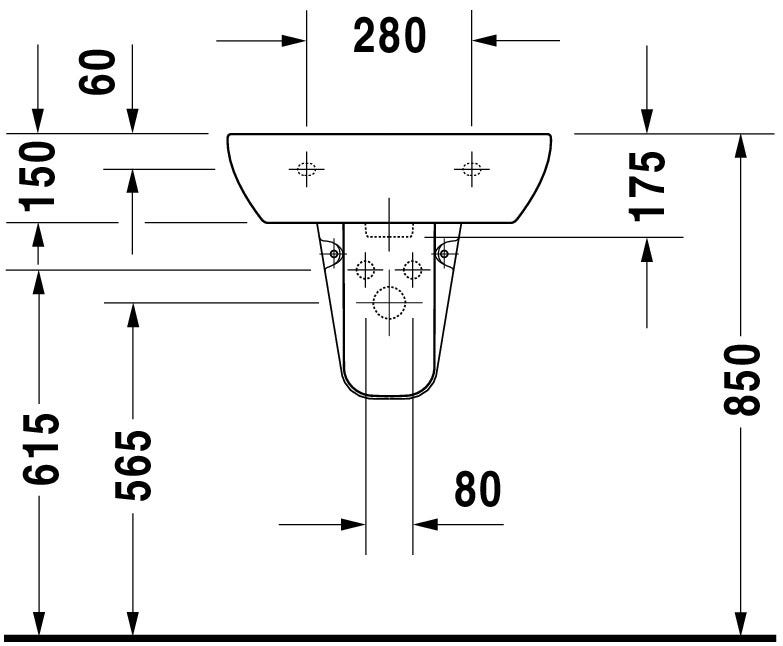 Duravit D-Code Waschtisch, weiß, Keramik, hängend, 1 Waschplatz, mit Überlauf