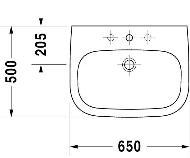 Duravit D-Code Waschtisch, weiß, Keramik, hängend, 1 Waschplatz, mit Überlauf