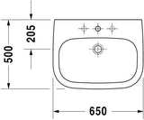Duravit D-Code Waschtisch, weiß, Keramik, hängend, 1 Waschplatz, mit Überlauf
