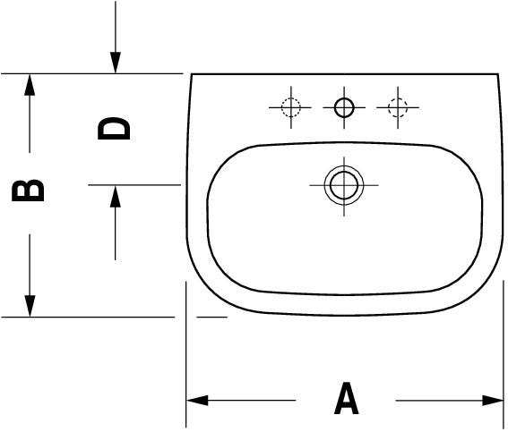 Duravit D-Code Waschtisch, weiß, Keramik, hängend, 1 Waschplatz, mit Überlauf