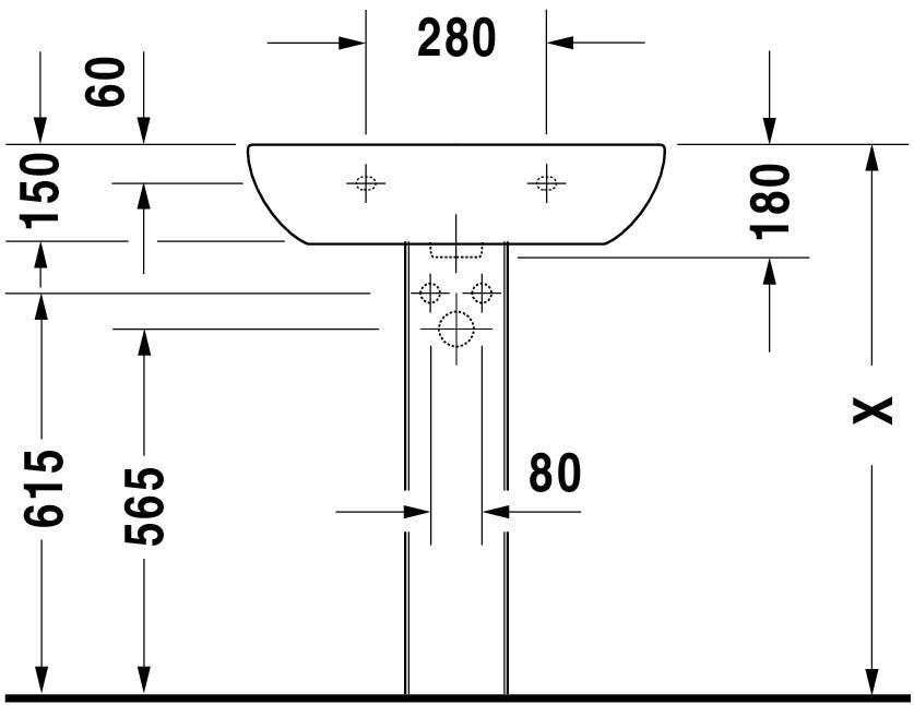 Duravit D-Code Waschtisch, weiß, Keramik, hängend, 1 Waschplatz, mit Überlauf