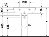 Duravit D-Code Waschtisch, weiß, Keramik, hängend, 1 Waschplatz, mit Überlauf