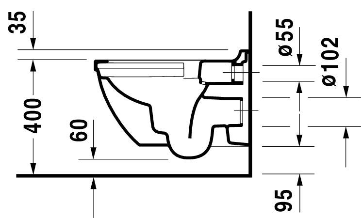 Duravit Starck 3 WC-Set wandhängend, weiß Hochglanz, Tiefspüler, mit WC-Sitz und Absenkautomatik