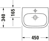 DU Handwaschbecken D-Code 450 mm mit ÜL, mit HLB, 1 HL, weiß