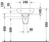 DU Handwaschbecken D-Code 450 mm mit ÜL, mit HLB, 1 HL, weiß