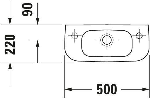 Duravit D-Code Handwaschbecken, weiß, Rechteckig, 1 Waschplatz, mit Überlauf, 500 mm, hängend