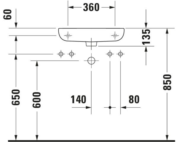 Duravit D-Code Handwaschbecken, weiß, Rechteckig, 1 Waschplatz, mit Überlauf, 500 mm, hängend
