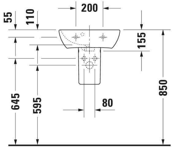 DU Handwaschbecken ME by Starck 450 mm mit ÜL, mit HLB, 1 HL, weiß