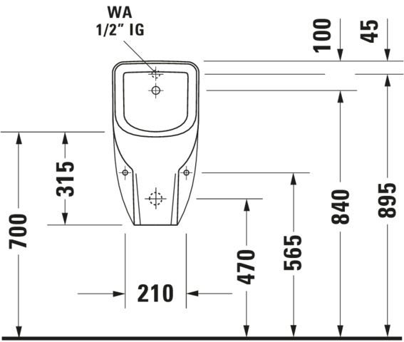 DU Urinal D-Code, Zulauf von hinten rimless, ohne Fliege, weiß