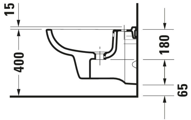 DU Wand-Bidet D-Code 545 mm mit ÜL, mit HLB, 1 HL, weiß