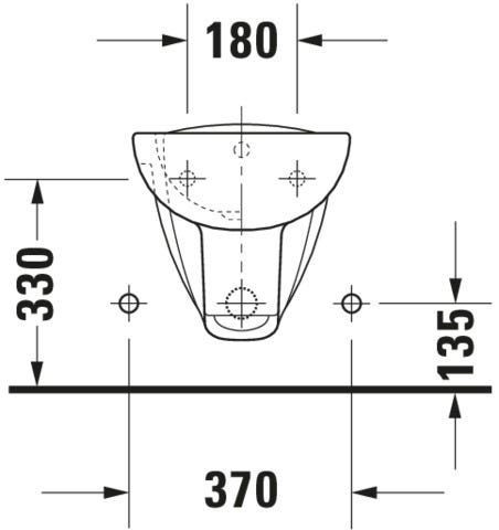DU Wand-Bidet D-Code 545 mm mit ÜL, mit HLB, 1 HL, weiß
