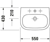 Duravit D-Code Waschtisch, weiß, Keramik, hängend, 1 Waschplatz, mit Überlauf