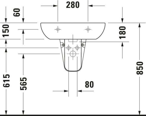 Duravit D-Code Waschtisch, weiß, Keramik, hängend, 1 Waschplatz, mit Überlauf