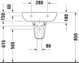 Duravit D-Code Waschtisch, weiß, Keramik, hängend, 1 Waschplatz, mit Überlauf