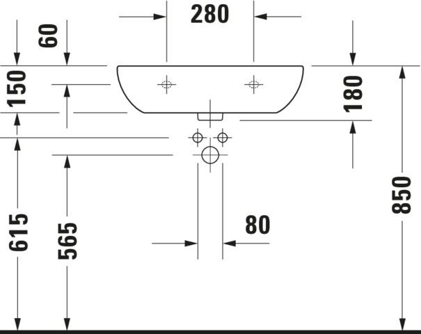 Duravit D-Code Waschtisch, weiß, Keramik, hängend, 1 Waschplatz, mit Überlauf