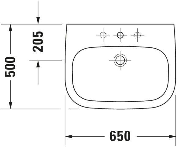 Duravit D-Code Waschtisch, weiß, Keramik, hängend, 1 Waschplatz, mit Überlauf