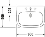 Duravit D-Code Waschtisch, weiß, Keramik, hängend, 1 Waschplatz, mit Überlauf