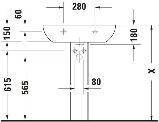 Duravit D-Code Waschtisch, weiß, Keramik, hängend, 1 Waschplatz, mit Überlauf