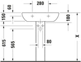 Duravit D-Code Waschtisch, weiß, Keramik, hängend, 1 Waschplatz, mit Überlauf