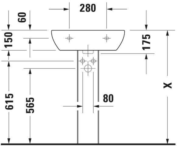 Duravit D-Code Waschtisch, weiß, Keramik, hängend, 1 Waschplatz, mit Überlauf