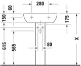 Duravit D-Code Waschtisch, weiß, Keramik, hängend, 1 Waschplatz, mit Überlauf