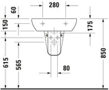 Duravit D-Code Waschtisch, weiß, Keramik, hängend, 1 Waschplatz, mit Überlauf