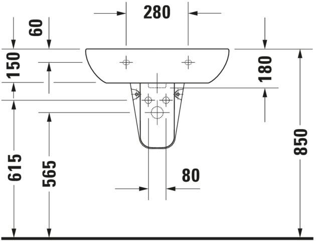 Duravit D-Code Waschtisch, weiß, Keramik, hängend, 1 Waschplatz, mit Überlauf