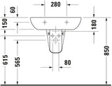 Duravit D-Code Waschtisch, weiß, Keramik, hängend, 1 Waschplatz, mit Überlauf