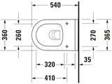 DU Wand-WC Starck 3 540 mm Tiefspüler, rimless, Durafix, weiß