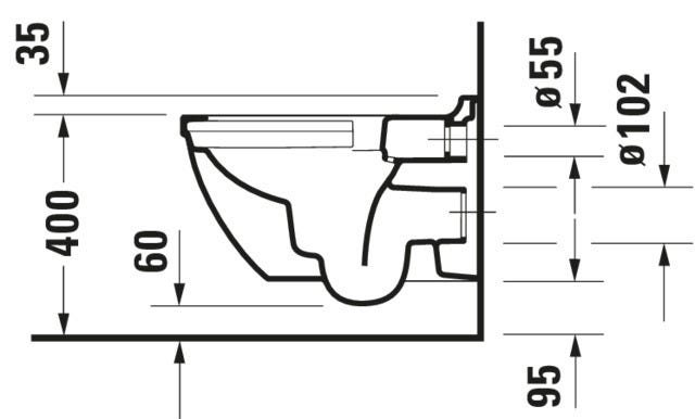 DU Wand-WC Starck 3 540 mm Tiefspüler, rimless, Durafix, weiß