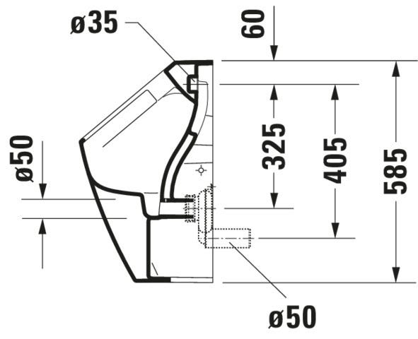 DU Urinal ME by Starck, Zulauf v.hinten rimless, ohne Fliege, weiß