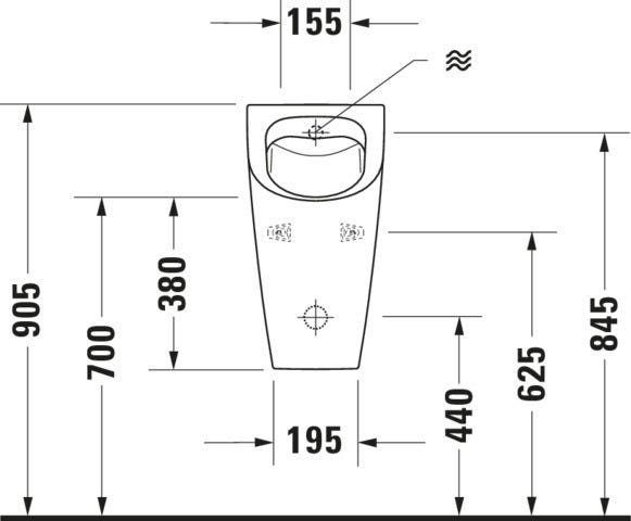 DU Urinal ME by Starck, Zulauf v.hinten rimless, ohne Fliege, weiß