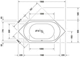 DU D-Code Badew. 6Eck 1900x900 Einbau Rückenschr.2 L/R, Weiß