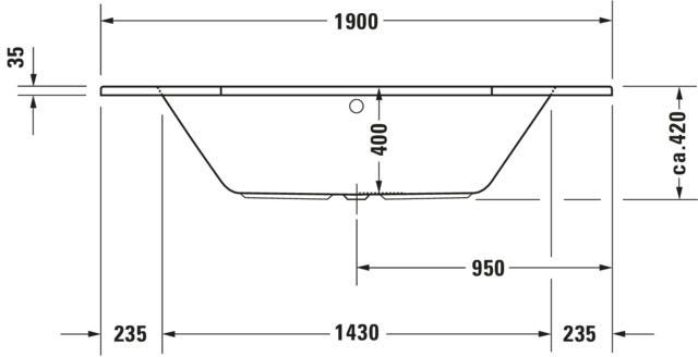 DU D-Code Badew. 6Eck 1900x900 Einbau Rückenschr.2 L/R, Weiß