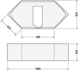DU D-Code Badew. 6Eck 1900x900 Einbau Rückenschr.2 L/R, Weiß