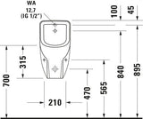DU Urinal D-Code, Zulauf von hinten rimless, ohne Fliege, weiß