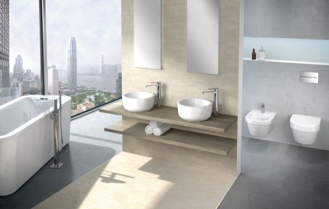 Villeroy & Boch Combi-Pack Architectura 5684HR, 370 x 530 x 330 mm, Oval, wandhängend, Abgang waagerecht, mit DirectFlush, Weiß Alpin CeramicPlus