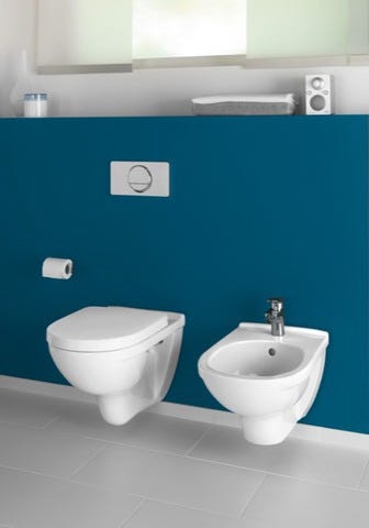 Villeroy & Boch Combi-Pack O.novo 5660HR, 360 x 560 x 350 mm, Oval, wandhängend, Abgang waagerecht, mit DirectFlush, Weiß Alpin