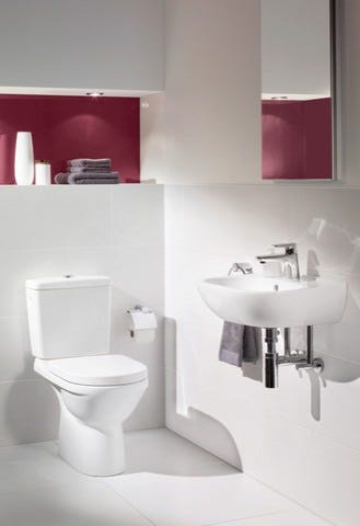 Villeroy & Boch Handwaschbecken Compact O.novo 536045, 450 x 350 mm, Oval, 1HL. mittleres Hahnloch durchgestochen, mit Überlauf, Weiß Alpin