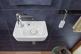 Villeroy & Boch Handwaschbecken Compact O.novo 434236, 360 x 250 mm, Eckig, Becken rechts, 1HL. Hahnloch links durchgestochen, mit Überlauf, Weiß Alpin