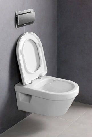 Villeroy & Boch Combi-Pack Architectura 5684HR, 370 x 530 x 330 mm, Oval, wandhängend, Abgang waagerecht, mit DirectFlush, Weiß Alpin CeramicPlus
