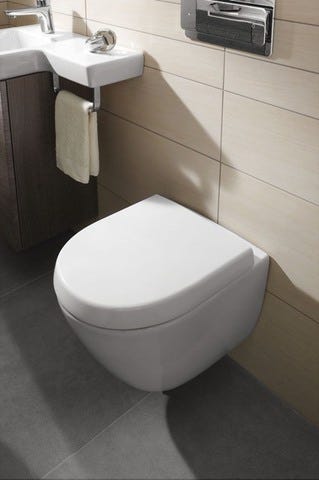 Villeroy & Boch WC-Sitz Compact Subway 2.0 9M69S1, 360 x 415 x 55 mm, Oval, mit Absenkautomatik (SoftClosing), mit abnehmbaren Sitz (QuickRelease), Weiß Alpin