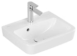 Villeroy & Boch Handwaschbecken O.novo 434445, 450 x 370 mm, Eckig, Becken mittig, 1HL. mittleres Hahnloch durchgestochen, mit Überlauf, Weiß Alpin